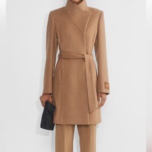 Babaton Connor Coat – 95% Wool Camel Wrap Coat (Size S)
